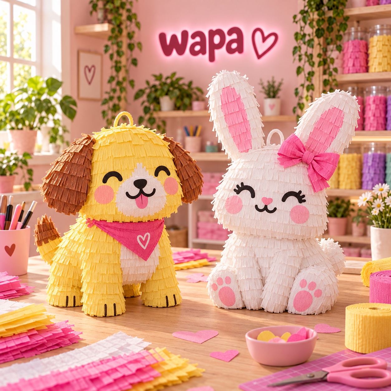 Animalitos de papel: Piñatas adorables - taller de piñatas con fondo rosa