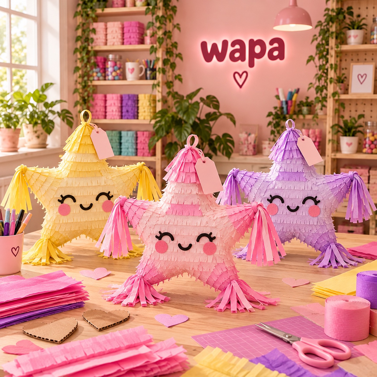 Mini piñatas para regalar - taller de piñatas con fondo rosa