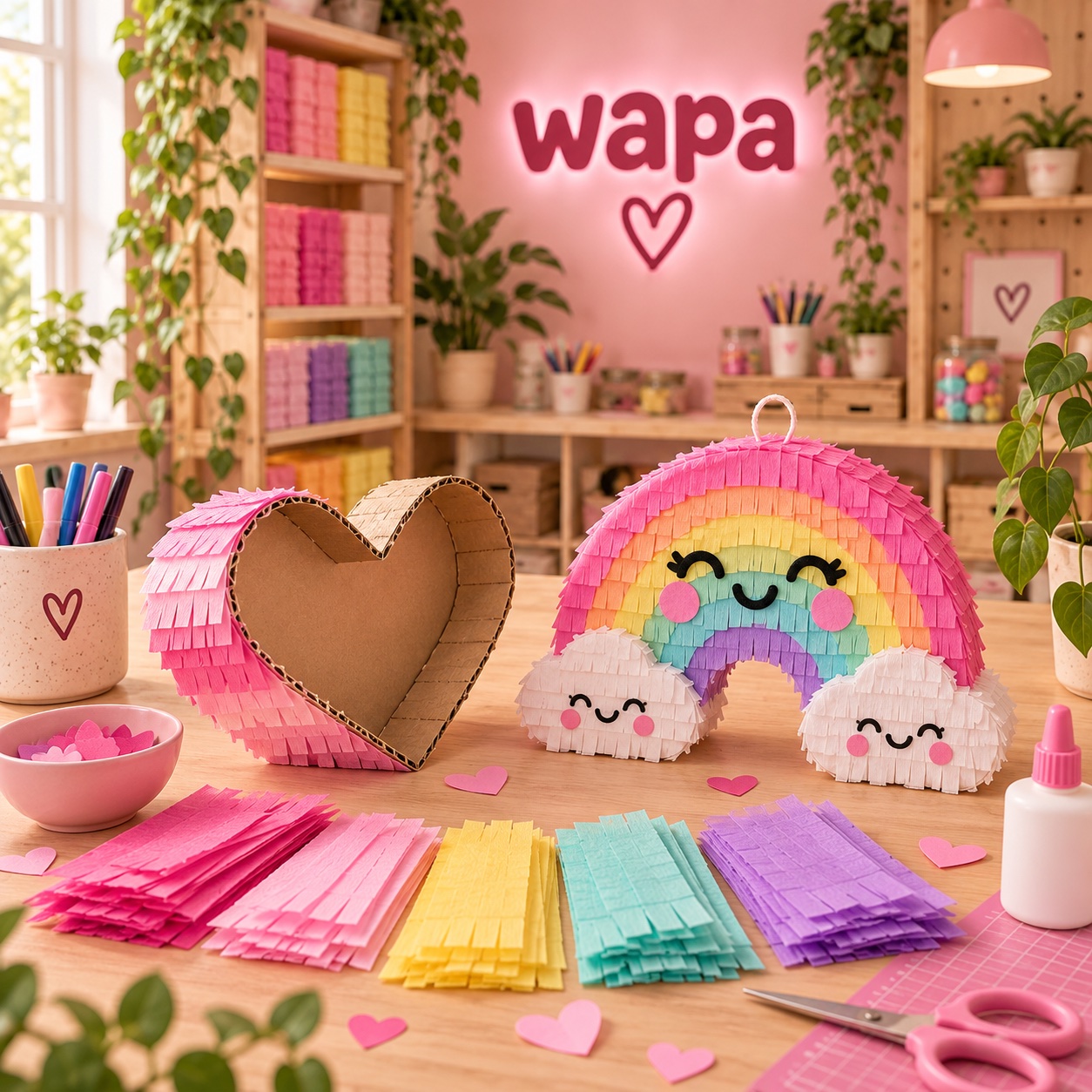 Mini piñatas para regalar - taller de piñatas con fondo rosa