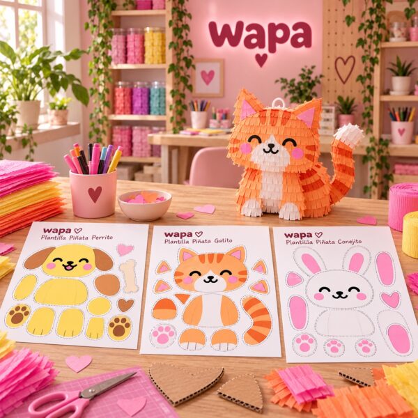 Plantillas para piñatas: Perritos, gatitos y conejitos